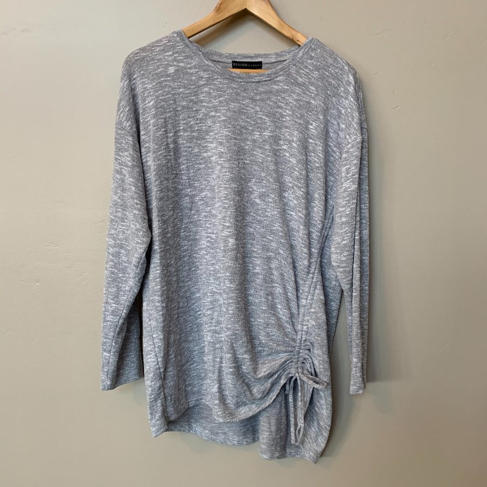 Slouchy Assymetrical Rouched Tunic Knit Top